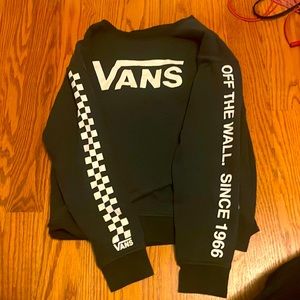 VANS AESTHETIC Black Logo’d & checkered sleeves sweatshirt